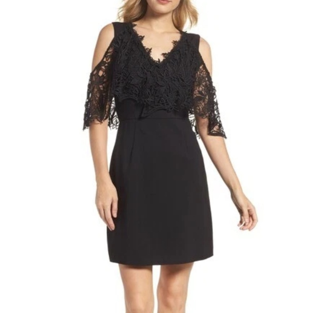 Kobi Halperin “Kena” Black Cold Shoulder Sheath Dress Size 4